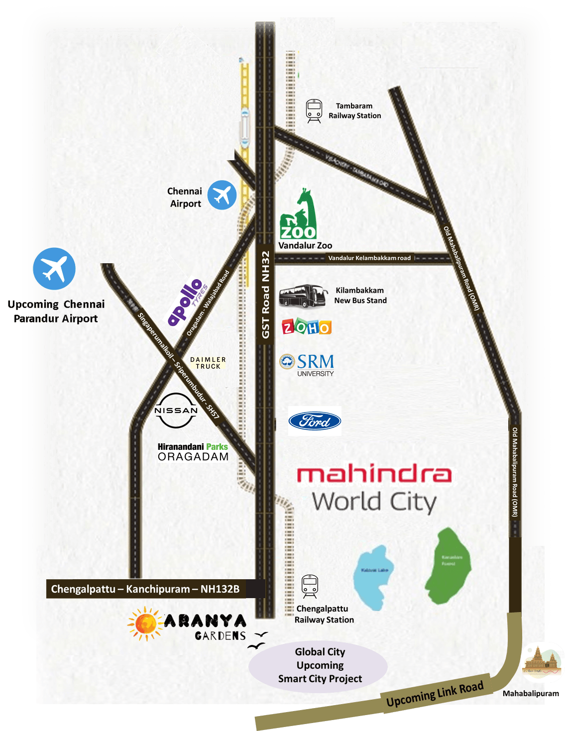 Aranya Gardens Location Map